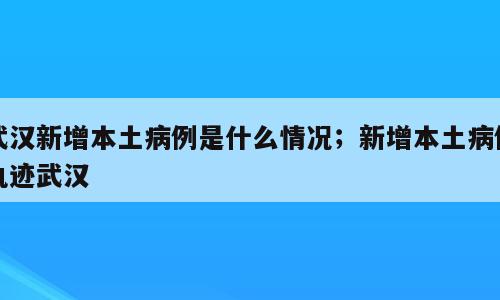 武汉新增本土病例是什么情况；新增本土病例轨迹武汉