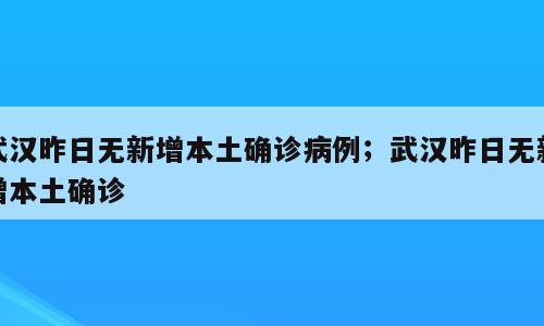 武汉昨日无新增本土确诊病例；武汉昨日无新增本土确诊