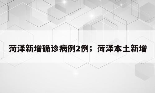 菏泽新增确诊病例2例；菏泽本土新增