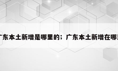 广东本土新增是哪里的；广东本土新增在哪里