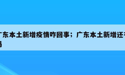 广东本土新增疫情咋回事；广东本土新增还有吗