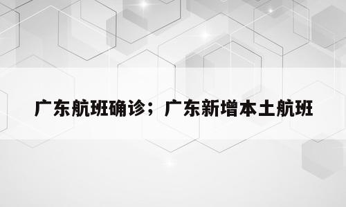 广东航班确诊；广东新增本土航班