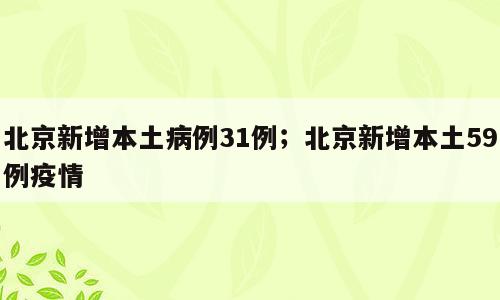 北京新增本土病例31例；北京新增本土59例疫情