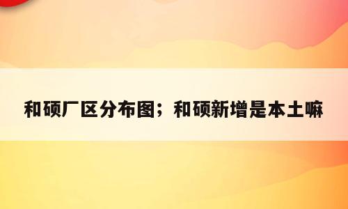 和硕厂区分布图；和硕新增是本土嘛
