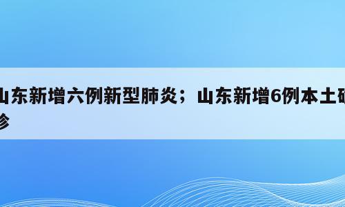 山东新增六例新型肺炎；山东新增6例本土确诊