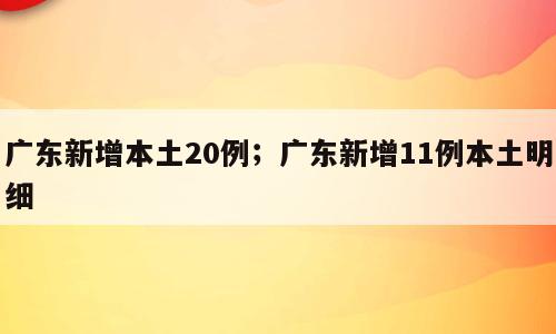 广东新增本土20例；广东新增11例本土明细