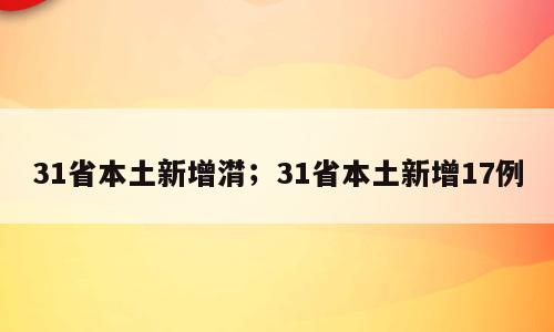 31省本土新增潸；31省本土新增17例