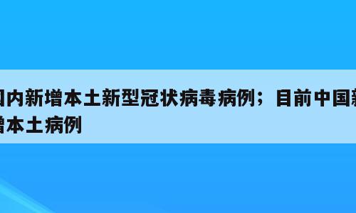 国内新增本土新型冠状病毒病例；目前中国新增本土病例