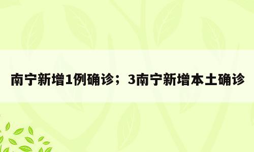 南宁新增1例确诊；3南宁新增本土确诊