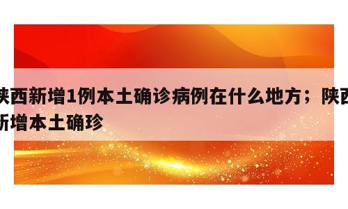 陕西新增1例本土确诊病例在什么地方；陕西新增本土确珍