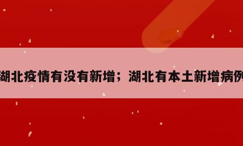 湖北疫情有没有新增；湖北有本土新增病例