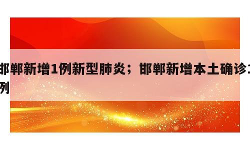 邯郸新增1例新型肺炎；邯郸新增本土确诊1例