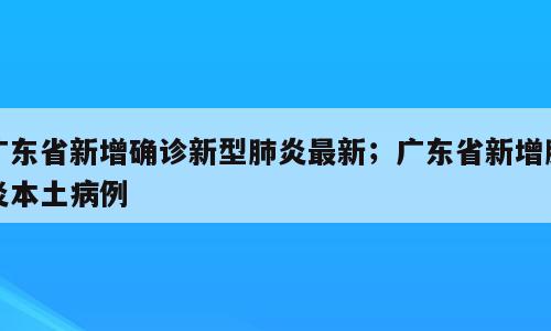 广东省新增确诊新型肺炎最新；广东省新增肺炎本土病例