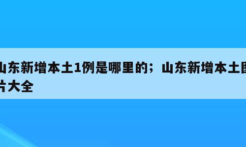 山东新增本土1例是哪里的；山东新增本土图片大全