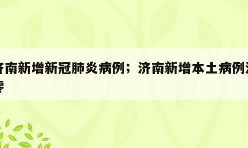 济南新增新冠肺炎病例；济南新增本土病例清零