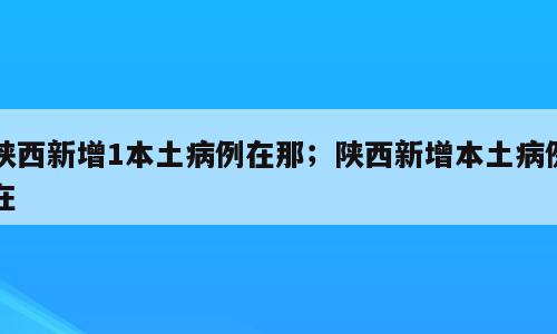 陕西新增1本土病例在那；陕西新增本土病例在