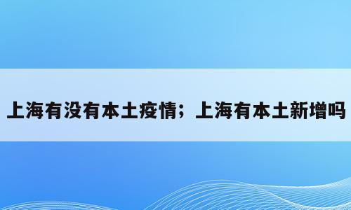 上海有没有本土疫情；上海有本土新增吗