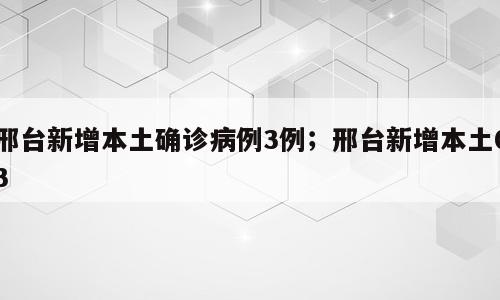 邢台新增本土确诊病例3例；邢台新增本土03