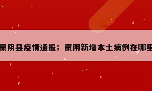 蒙阴县疫情通报；蒙阴新增本土病例在哪里