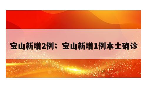 宝山新增2例；宝山新增1例本土确诊
