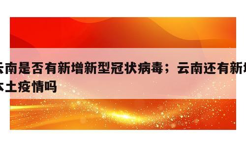 云南是否有新增新型冠状病毒；云南还有新增本土疫情吗