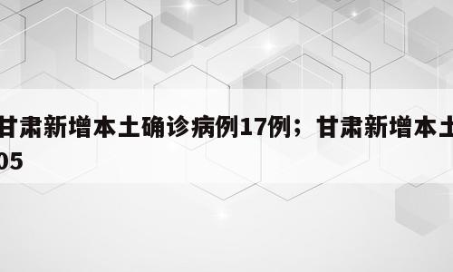 甘肃新增本土确诊病例17例；甘肃新增本土05