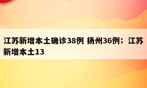 江苏新增本土确诊38例 扬州36例；江苏新增本土13