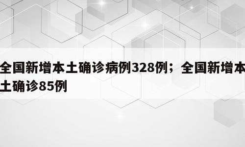 全国新增本土确诊病例328例；全国新增本土确诊85例