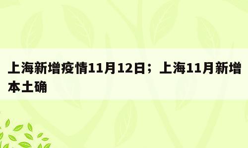 上海新增疫情11月12日；上海11月新增本土确