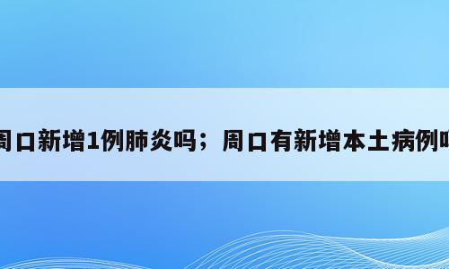 周口新增1例肺炎吗；周口有新增本土病例吗