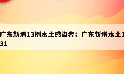 广东新增13例本土感染者；广东新增本土131