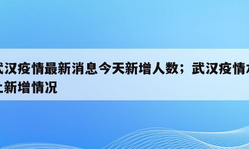 武汉疫情最新消息今天新增人数；武汉疫情本土新增情况