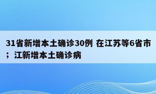 31省新增本土确诊30例 在江苏等6省市；江新增本土确诊病