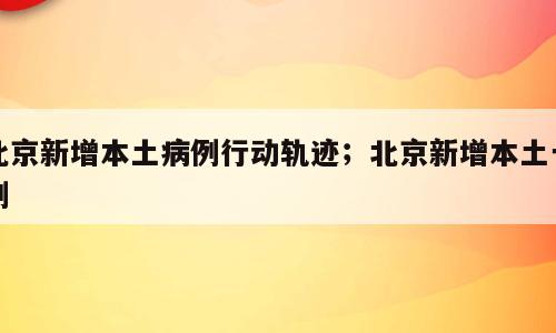 北京新增本土病例行动轨迹；北京新增本土一例