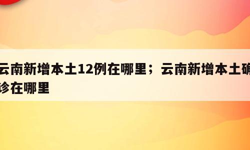 云南新增本土12例在哪里；云南新增本土确诊在哪里