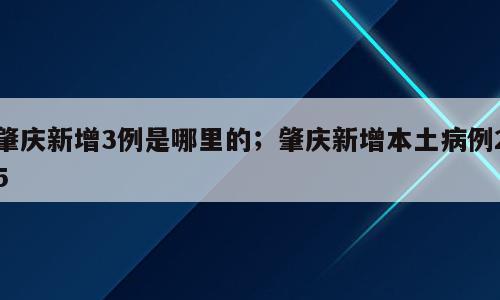肇庆新增3例是哪里的；肇庆新增本土病例25