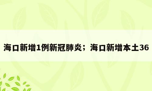海口新增1例新冠肺炎；海口新增本土36
