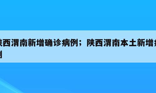 陕西渭南新增确诊病例；陕西渭南本土新增病例
