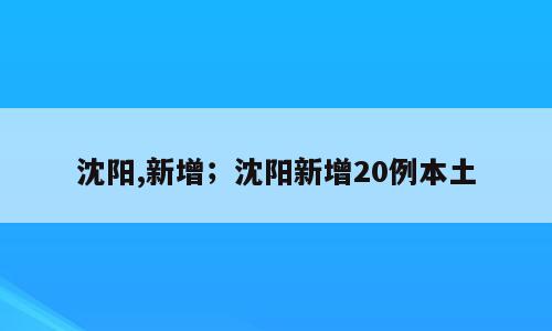 沈阳,新增；沈阳新增20例本土