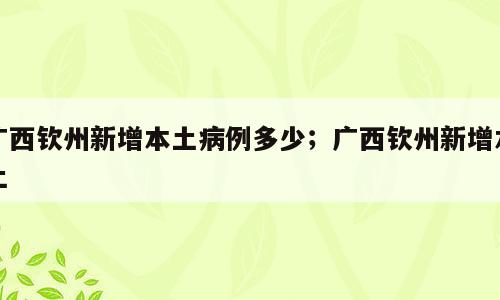 广西钦州新增本土病例多少；广西钦州新增本土
