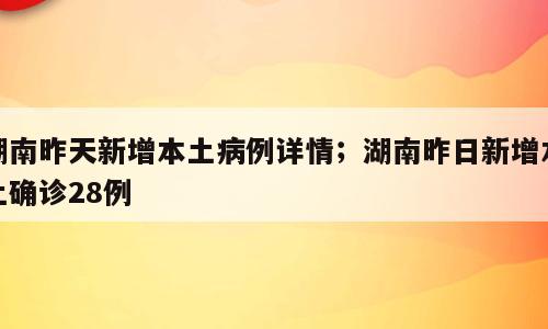 湖南昨天新增本土病例详情；湖南昨日新增本土确诊28例