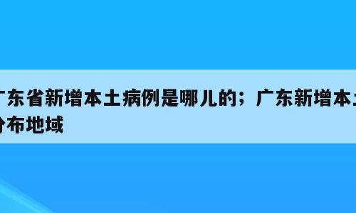 广东省新增本土病例是哪儿的；广东新增本土分布地域