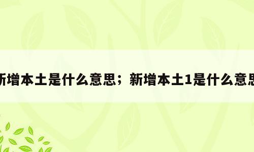 新增本土是什么意思；新增本土1是什么意思