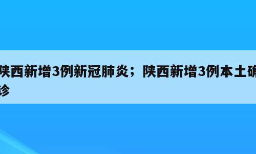 陕西新增3例新冠肺炎；陕西新增3例本土确诊
