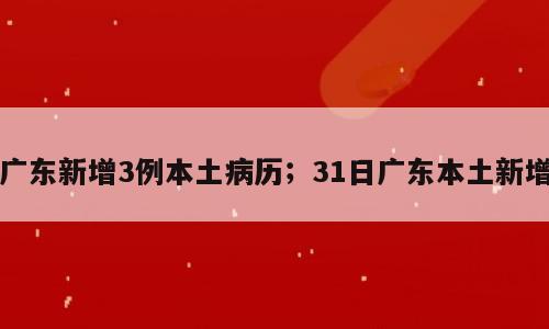 广东新增3例本土病历；31日广东本土新增