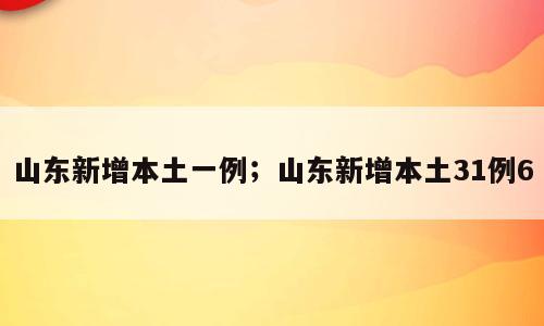 山东新增本土一例；山东新增本土31例6