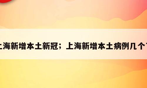 上海新增本土新冠；上海新增本土病例几个了