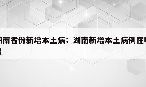 湖南省份新增本土病；湖南新增本土病例在哪里