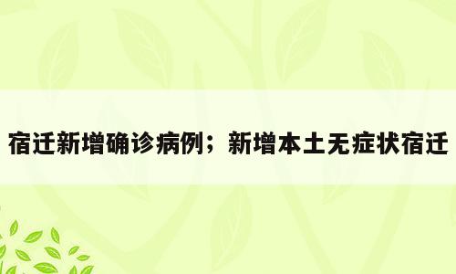 宿迁新增确诊病例；新增本土无症状宿迁