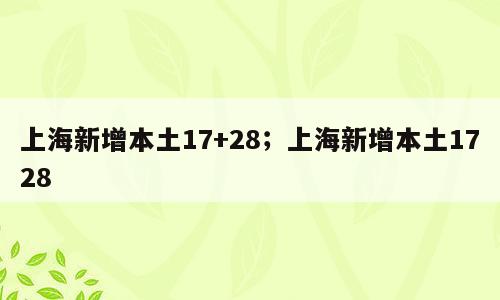 上海新增本土17+28；上海新增本土1728